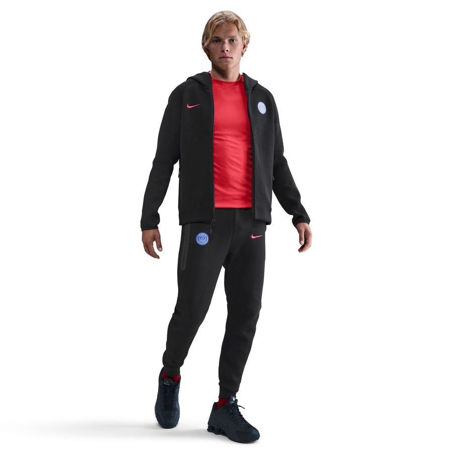 Paris Saint Germain Sweatpants NSW Tech Fleece 3rd - Black/Global Red - Men's-SoccerKits Hub | Buy Soccer Jerseys Online